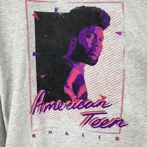 Khalid American Teen TShirt Graphic Size Large Adult Long Sleeve Gray 3612